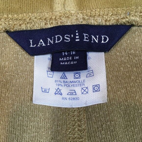 Lands End Womens L Velour Wide Leg Lounge Crop Pants Gold Tan Drawstring Comfy - Picture 3 of 11